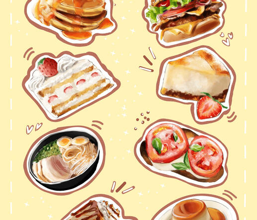 Foodie stickers sheet 8€